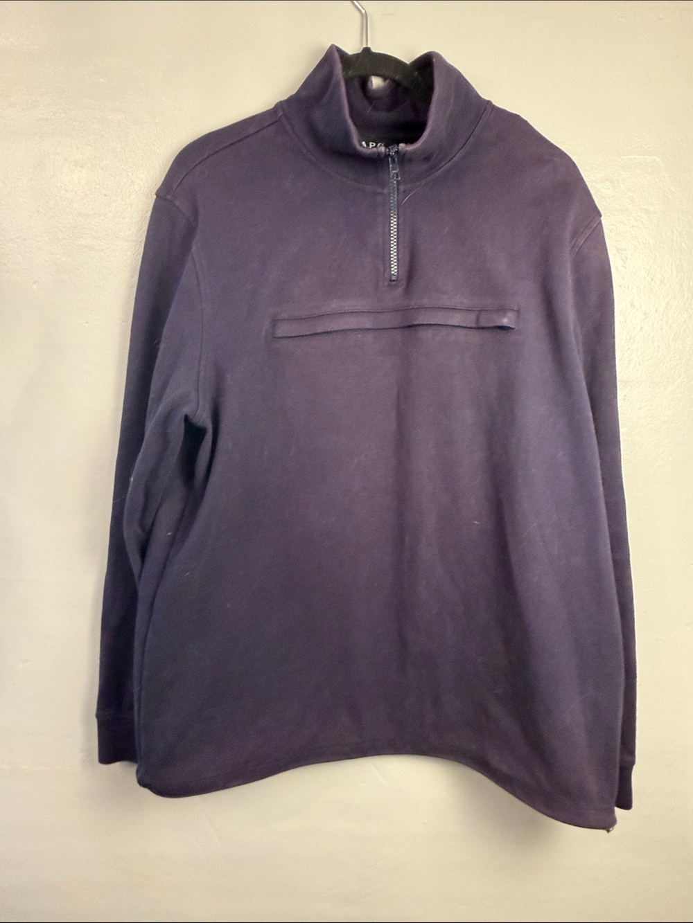 A.P.C. Belgrade Quarter Zip Sweatshirt. X-Large Navy blue